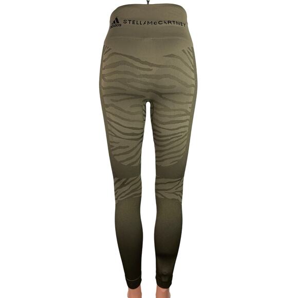 Adidas x Stella McCartney Green High Rise Zebra Athletic Leggings Pants Size XS - Picture 3 of 5